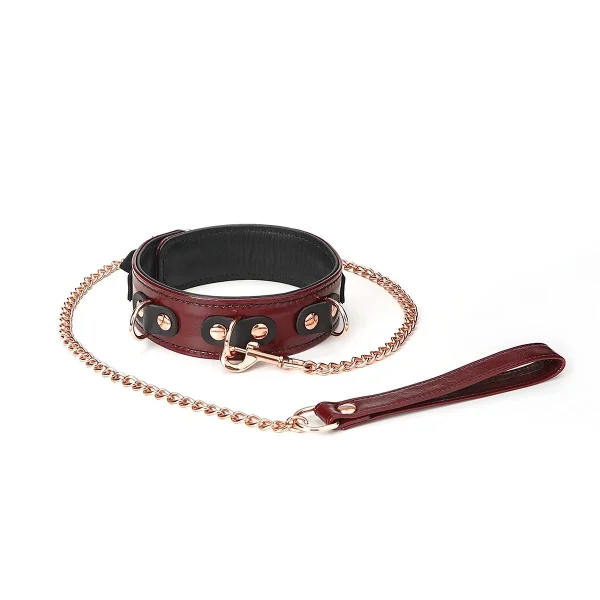 »Halsband Mit Führleine Wine Red« Aus Leder Von »LiebeSeele« 1